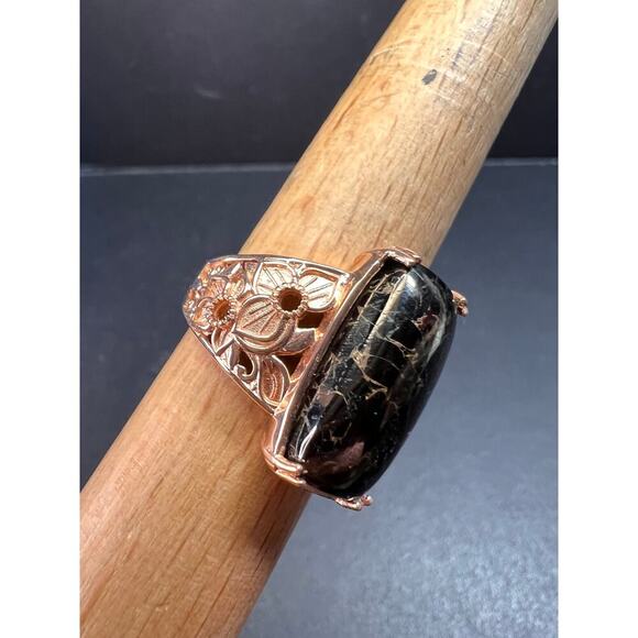 NEW Shungite in matrix ring in rose gold over brass size 9 - Picture 8 of 13